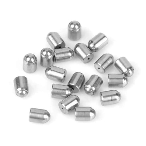 Twenty Piece 304 Stainless Steel Positioning Pin Plungers For Cabinet Doors on white background, showing shiny metal finish and rounded ends.