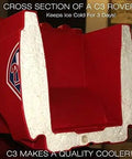 Cross section of Remote Controlled Rolling Beer Cooler Roto Molded Drink Chiller showing insulation for ice retention.