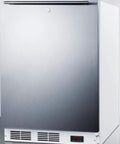 Stainless Steel Upright Freezer With Ada Compliant Height And Heavy Duty Lock Built Like A Solid Workhorse To Keep Your Premium Coolers Deep Frozen Safe And Sorted For Any Commercial Space - front view, compact size, stainless finish.