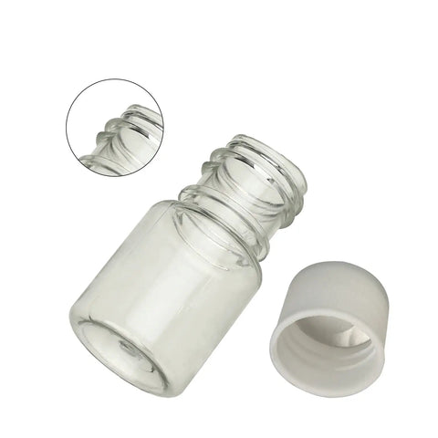 50 Pack Clear 5Ml Plastic Lab Bottles With Wide Mouth Caps For Reagents, Samples And Liquid Storage, Transparent Cylindrical Polyethylene Bottles With Leakproof Screw Caps, Your Go To Food Safe Lab Storage Solution. Clear 5ml PE lab bottle with wide mouth cap, shown open with cap beside it.