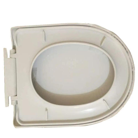Top view of Quick Release Toilet Seat With Soft Close And Removable Hinges Boasting Dead Silent Slow Drop Mechanism Solid Duroplast Build.