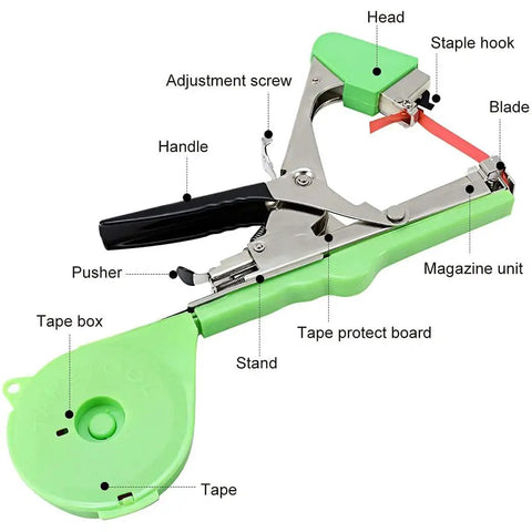 Plant Tying Gun For Grapes Raspberries Tomatoes Vining Vegetables With 10000 Staples And 20 Rolls Tape Plus Replacement Blade