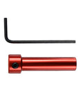 Two-piece tool set: red aluminum quick-install socket adapter and black L-shaped Allen wrench.