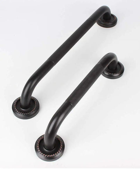 Oil Rubbed Bronze 16 Inch Grab Bar With Anti Slip Grip, Solid Brass Heavy Duty Bathroom Safety Rail For Tub And Shower, Easy In Out Assistance And Stability