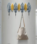 Wall Mounted Coat Rack With Slick Multi Hooks Sweet Creative Entryway Organizer For Jackets Handbags And Keys No Sweat with leaf design.