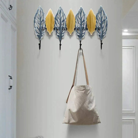 Wall Mounted Coat Rack With Slick Multi Hooks Sweet Creative Entryway Organizer For Jackets Handbags And Keys No Sweat with leaf design.