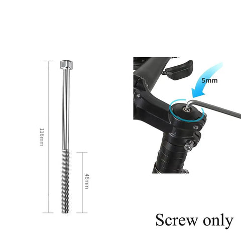 Two Pack M6 Bike Stem Riser Bolts Replacement Set 116mm And 136mm Long Threaded Screws For MTB Handlebar Stem Extender Fork