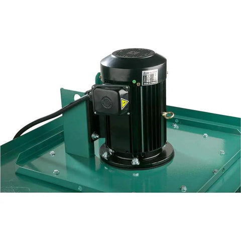 Rugged Seven Point Five Horsepower Three Phase Cyclone Dust Collector motor detail with mounting and electrical connections.