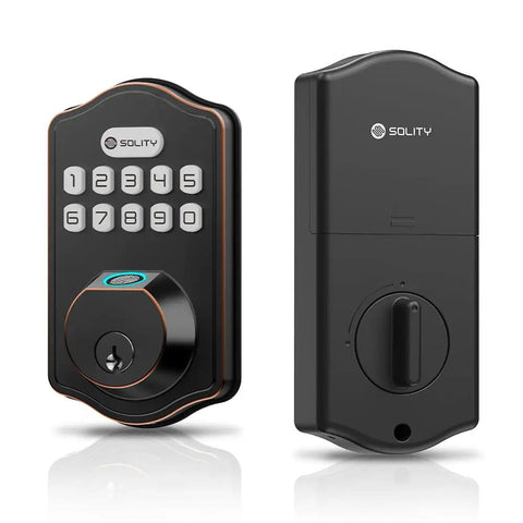 Smart Digital Deadbolt Door Lock Featuring Knockout Fingerprint Access And 50 Unique Passcodes Rock Solid Keyless Entry No Sweat Install For Front Doors Slick Oil Rubbed Bronze Case