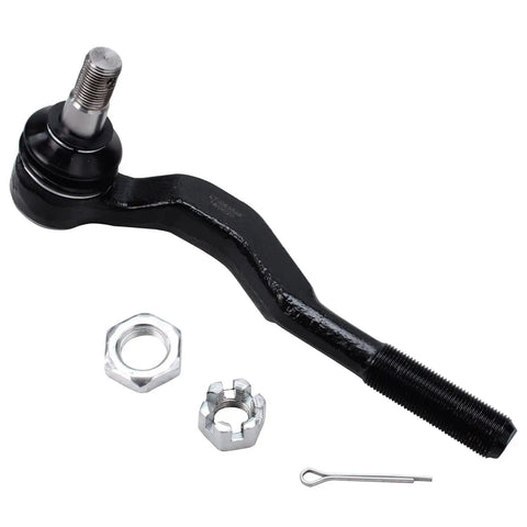 Outer tie rod from Front Power Steering Rack And Pinion Assembly With Outer Tie Rod Ends For Toyota Tacoma 1995 Through 2004 4WD Replacement Kit Includes 2 Outer Tie Rod Ends Beefy Direct Fit OEM Style Front End Steering Upgrade, shown with nuts and pin.