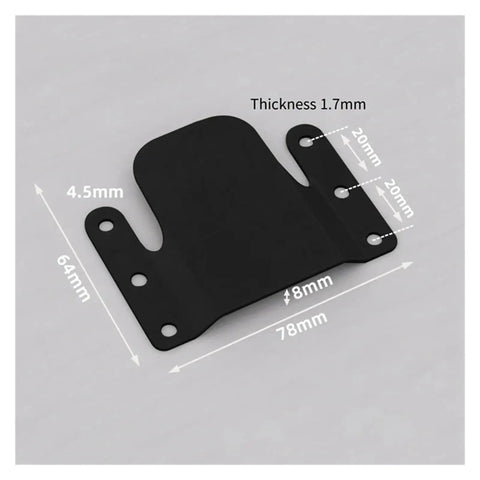 Universal Sectional Couch Connectors 8 Piece Sofa Interlocking Clips And Furniture Brackets With Screws, black metal clip with dimensions shown.