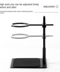 Elevate Your Daily Grind With This Slick Adjustable Pour Over Coffee Stand And Aluminum Dual Filter Cup Holder showcasing adjustable height and rubber feet.