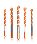 Top Tier Triangular Diamond Drill Bits 10 Pieces Set For Tile Concrete Brick Glass Wood Stone Multi Material Heavy Duty Power Drilling Tool Kit No Sweat Drilling, five orange and silver drill bits.