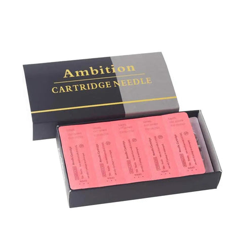 Pro Grade 50Pcs Tattoo Cartridges Needles 12 Standard 15RM Disposable Supply Curved Magnum box with pink packaging opened