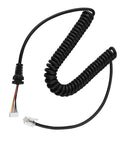 Replacement Microphone Cable For Handheld Radios With Heavy Duty Spiral Cord No Fuss Plug And Play, visible coiled wire and connectors.