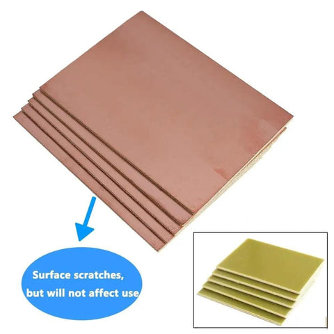 DIY Copper Clad Laminate PCB Pack Of 5 FR4 Single Sided Circuit Boards 5x7cm And 10x15cm with surface scratches.