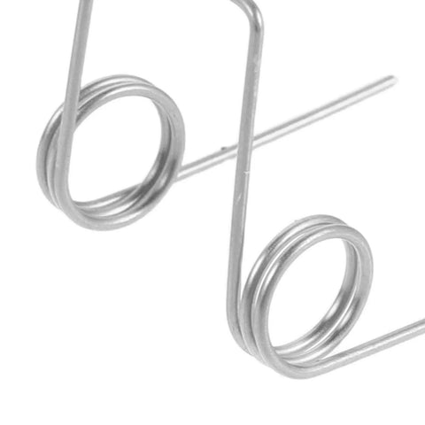 Premium Stainless Steel Spring Kit With Five Double Torsion Springs For Kettle Lid Repair And Maintenance, Perfect DIY Solution To Fix Broken Water Kettle Hinges At Home Or In Your Kitchen For Quick Fixes Today. Close-up of silver double torsion springs