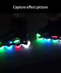 Eight Pack Inline Skate Wheels With Bearings ABEC 9 Light Up 68mm 70mm 72mm 76mm for Kids and Adults in use, colorful lights.