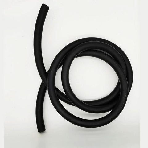 Black rubber automotive vacuum hose, coiled, for brake booster vacuum line.