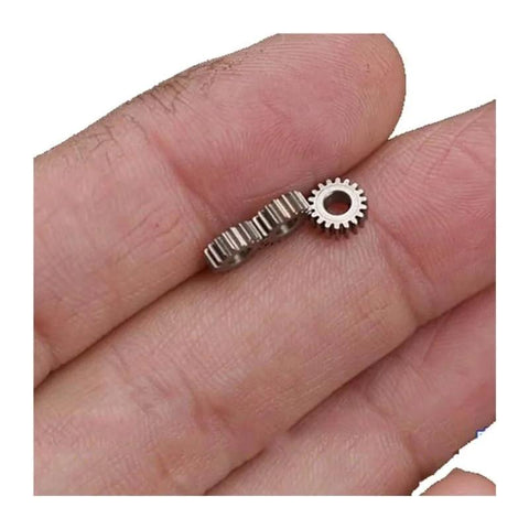 Mini Planetary Gearbox Reducer 0.3 Module 5.95mm Diameter 2.55mm Bore 18 Teeth held in hand for size reference in robotics and DIY builds