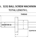 Smooth SFU3210 Ball Screw Kit With Single Nut 450mm Length High Load Capacity Ultra Quiet Rails Easy Mount Wear Resistant For CNC DIY Builds, 32mm drawing