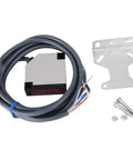 Photoelectric Sensor With Diffuse Reflection 50-300mm Adjustable Range IP65 Rugged ABS Housing, cable, and mounting bracket