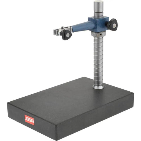 Granite Comparator Stand With 12 Inch By 8 Inch Base And 10 Inch Steel Post Rock Solid Support With Adjustable Articulated Arm Mount