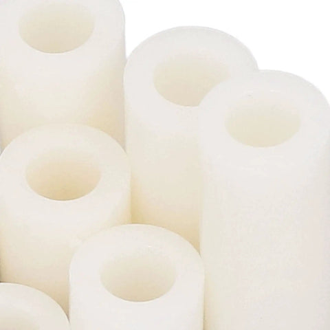 Round Nylon Standoff And Spacer Kit For PCB Board Mounting And Electrical Insulation In A Durable Storage Container, 150 Piece Nylon Standoffs And Spacers For Easy Mounting, Precise Spacing, And Component Clearance. Assorted white nylon spacers