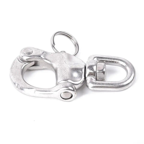 316 Stainless Steel Swivel Bail Snap Shackle Hook 70mm For Marine Rigging On Boats And Yachts Rock Solid Heavy Duty Silver, Rotates Freely To Prevent Line Twist, Safe Working Load Up To 700kg, Breaking Strength 1800kg silver swivel bail shackle with ring