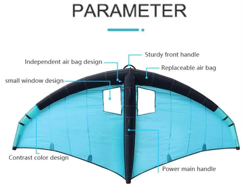 Handheld Inflatable Wing For Wing Foiling And Kitesurfing, Durable Polyester Surf Kite With Storage Bag, Dual Airbag Design