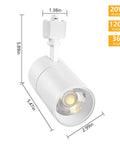 Dimensions of Three Color Temperature 20W LED Track Lighting Heads Dimmable Flicker Free 36 Degree Beam 2000 Lumen Per Head