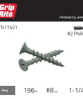 Heavy Duty Exterior Deck Screws For Pressure Treated Lumber Phillips Bugle Head Coarse Thread 1 1/4 In By 9 Gauge in gray color.
