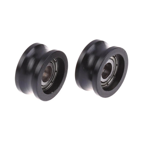 Quiet Rubber Roller Pulley Kit For Sliding Doors And Furniture Hardware U Shaped Bearing 8.5mm 5x16mm 695 Moving Wheel No Squeak Glide Easy Direct Replacement Durable Low Noise Wheel, two black rollers