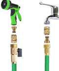 Brass Garden Hose Quick Connectors Three Quarter Inch GHT Male Adapters Heavy Duty Water Hose Fittings with nozzle and faucet