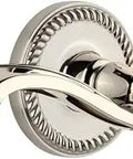 Newport Rosette With Left Hand Portofino Lever Privacy Door Set 2-3/8 Backset Sleek Polished Nickel Finish Modern Hardware