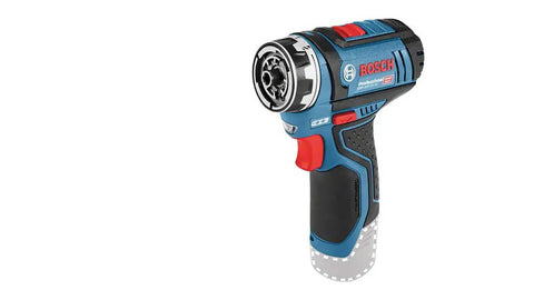 12 Volt Flexi Click Cordless Drill Driver With Magnetic Bit Holder Offset Angle Adapter Compact Bare Tool featuring lockable chuck and ergonomic grip.