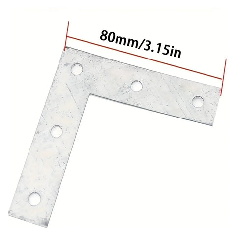 80mm L Shaped Flat Stainless Steel Corner Brackets For Shelves And Cabinets, heavy duty support with pre-drilled holes