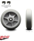 Bulletproof 8 X 2 Inch Replacement Thermoplastic Rubber Flat Tread Wheel With Precision Ball Bearing And Half Inch Bore for cart projects, showing dimensions.