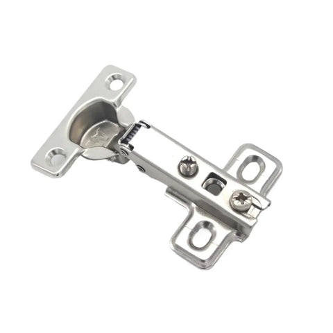 Box Of Two Inset Furniture Hinges Featuring Soft Close Hydraulic Damper For Kitchen Cabinet Doors showing a premium steel hinge design.