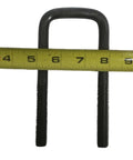 Heavy Duty Trailer Axle U-Bolt Kit With 2-1/8 x 5-3/8 Inch Square U Bolts, Plates, 1/2 Inch Hardware, And 2x2 Tube For Boat, Utility, And Camper Trailers, Stabilizes Tow And Reduces Wobble For Safer Hauling. black square U-bolt measured with tape