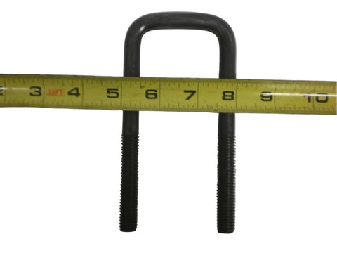 Heavy Duty Trailer Axle U-Bolt Kit With 2-1/8 x 5-3/8 Inch Square U Bolts, Plates, 1/2 Inch Hardware, And 2x2 Tube For Boat, Utility, And Camper Trailers, Stabilizes Tow And Reduces Wobble For Safer Hauling. black square U-bolt measured with tape