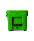 Heavy Duty 65 Quart Rotomolded Hard Shell Cooler Locks In Frost All Day Long To Keep Cold Brews And Fresh Catch Chilled For Tailgates Or Summer Getaways In Canopy Green, front view.