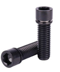 Badass Grade 5 Titanium M8 X 25mm Hex Bolts With Washers For Heavy Duty Bicycle Stem Replacement Hardware In Matte Black Finish close-up view.