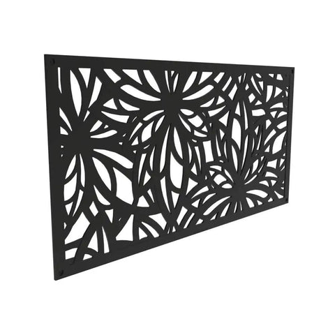 Decorative Screen Panel With 1.5 Inch Border For A Picture Frame Look, Made From Glass Filled Polypropylene, floral cutout design