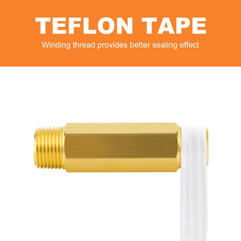 Forged Brass Long Nipple Three Eighths NPT Male To Three Eighths NPT Male Pipe Fitting Hex Nipple with Teflon Tape