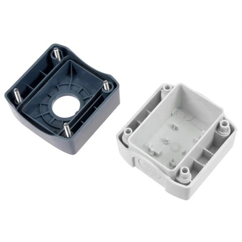 Push Button Station Box 22mm Waterproof IP67 One Button Control Panel Enclosure In Gray And White, ABS Housing For Electronics, 68 x 68 x 54mm Compact Box With 4mm Screw Holes Included, open view