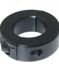 Close-up of black split locking ring from Office Chair Height Adjustment Kit With Split Locking Ring Clamp For Gas Spring 0.98-1.1 Inch Shaft M5 Hex Wrench Included No Tools Needed No Cylinder Replacement Keeps Your Chair From Sinking Steel Bracket Black.