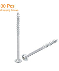 Pocket Hole Screws 8x2-1/2 Inch Self Tapping Wood Screws Square Drive, 100 Pcs, Off White Finish, close-up of screws