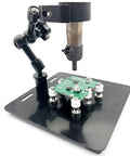 Adjustable Hot Air Gun Stand With Hands Free Holder For BGA Rework And PCB Desoldering Durable Aluminum Clamp Fits Up To 55mm in use