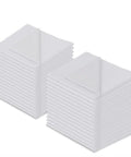 Two stacks of white microfiber camera cleaning cloths, 7x6 inches, lint-free.